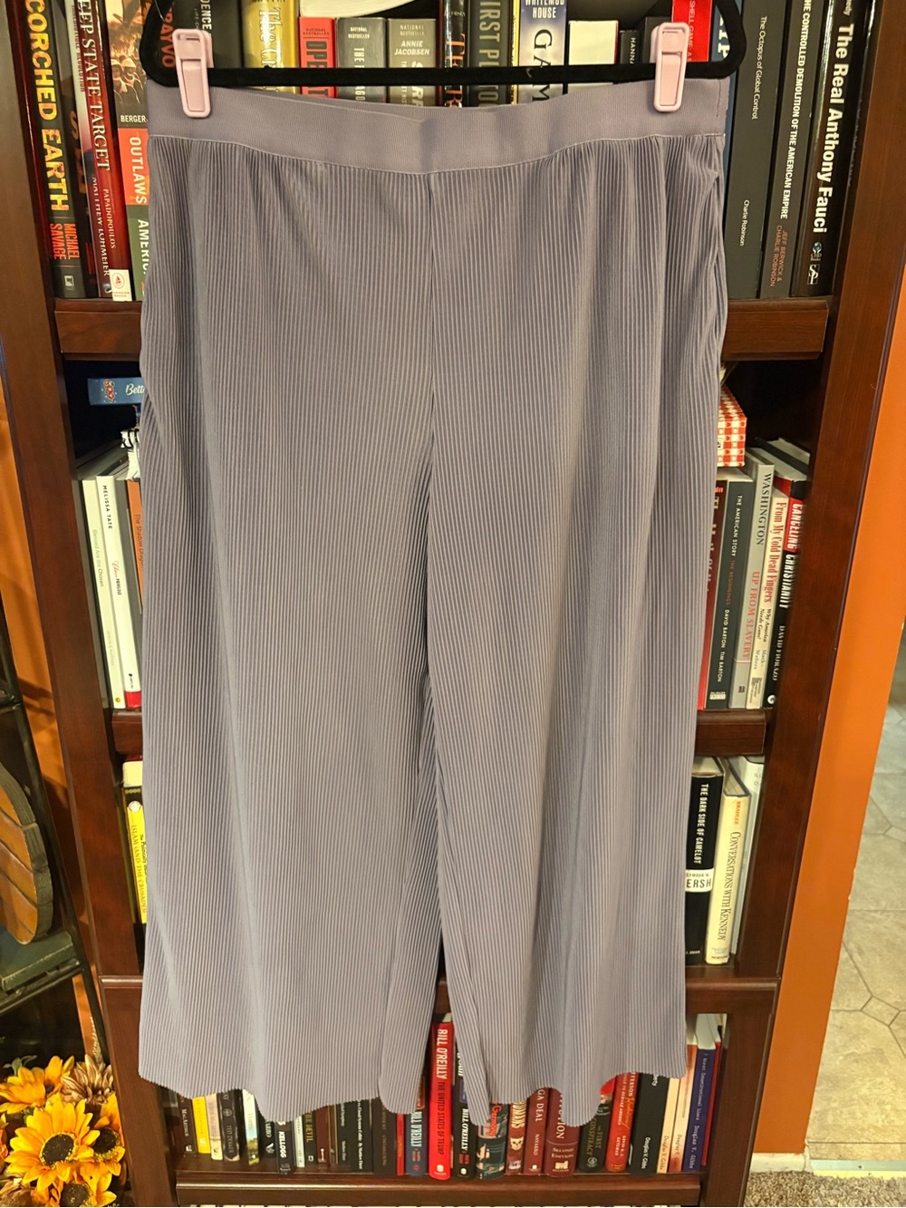 MarlaWynne Lavender Gray Wide-Leg Plisse Pull-On Cropped Pants